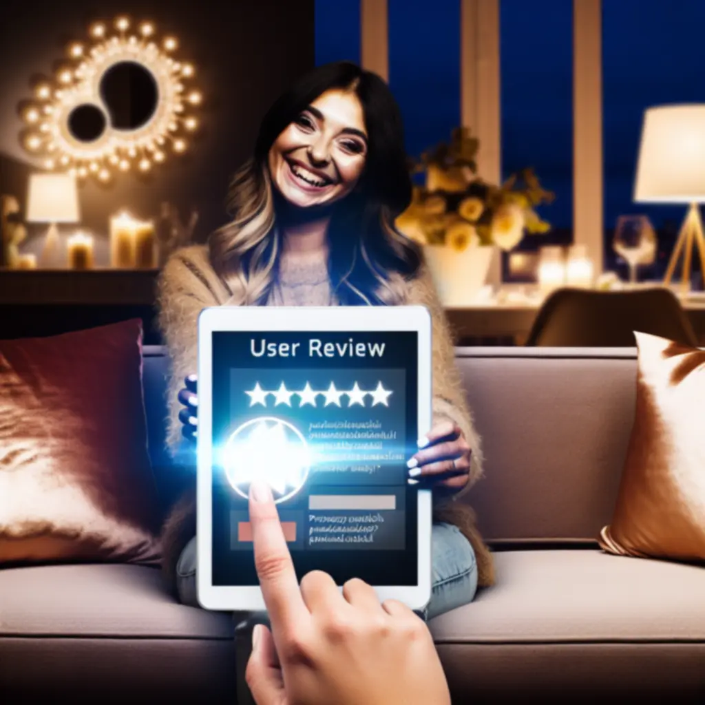 Przytulny salon z sofą Domfurnex, oświetlony ciepłym światłem