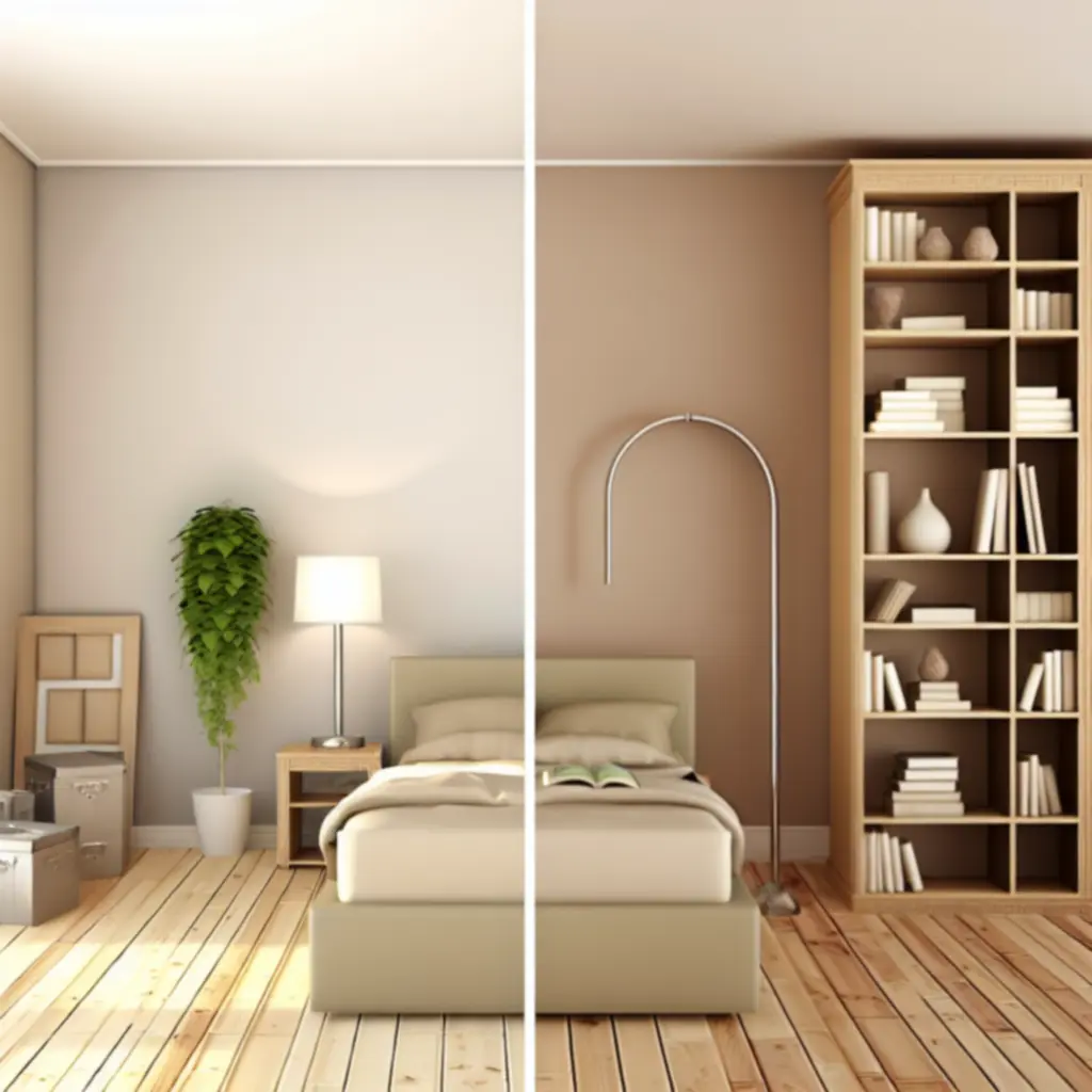 Nowoczesny otwarty regał Domfurnex z dekoracjami i książkami