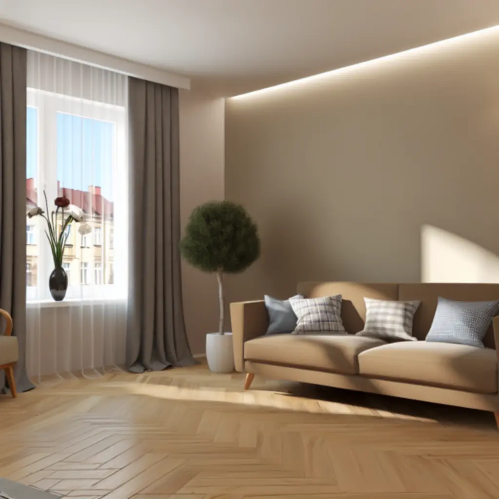 Sofa w nowoczesnym polskim salonie pokazująca proporcje mebla we wnętrzu